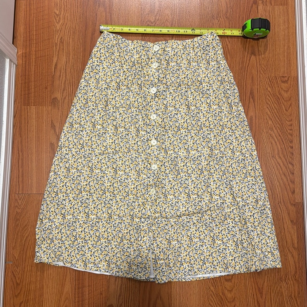 Floral Midi Button Front Skirt